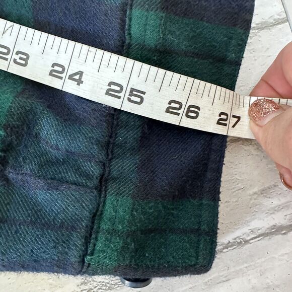 LL Bean Flannel Fleece Lined XL Tall Button Up Long Sleeve Blue Green Plaid - Picture 7 of 11